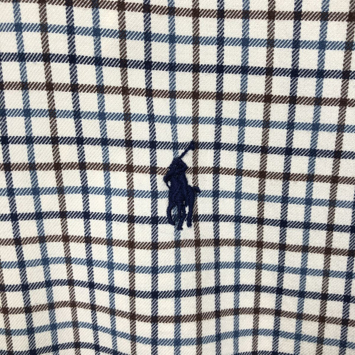 Ralph Lauren Classic Fit Long Sleeve Button Down Flannel Check Shirt Men's XL cotton navy blue type Vintage Second Hand