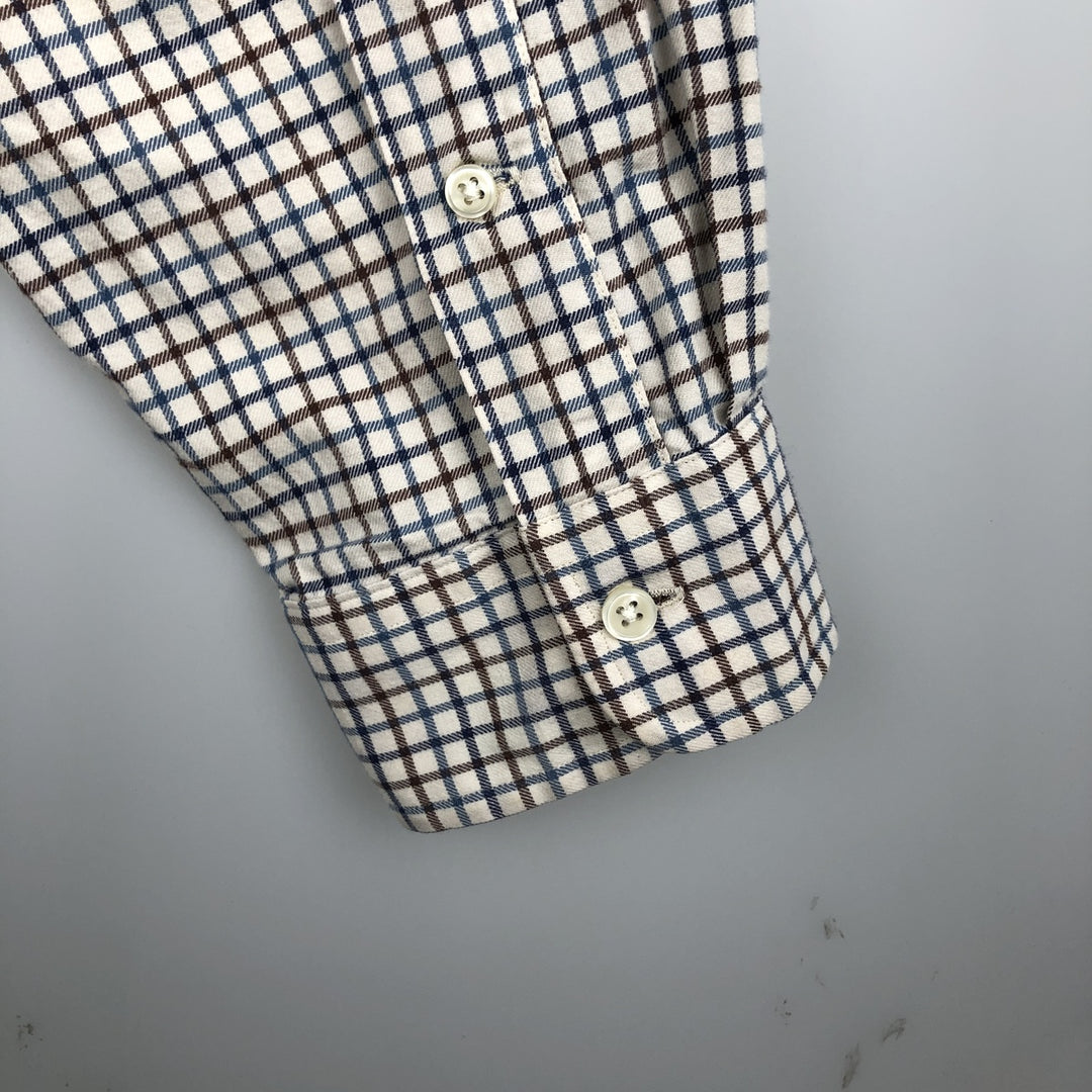Ralph Lauren Classic Fit Long Sleeve Button Down Flannel Check Shirt Men's XL cotton navy blue type Vintage Second Hand