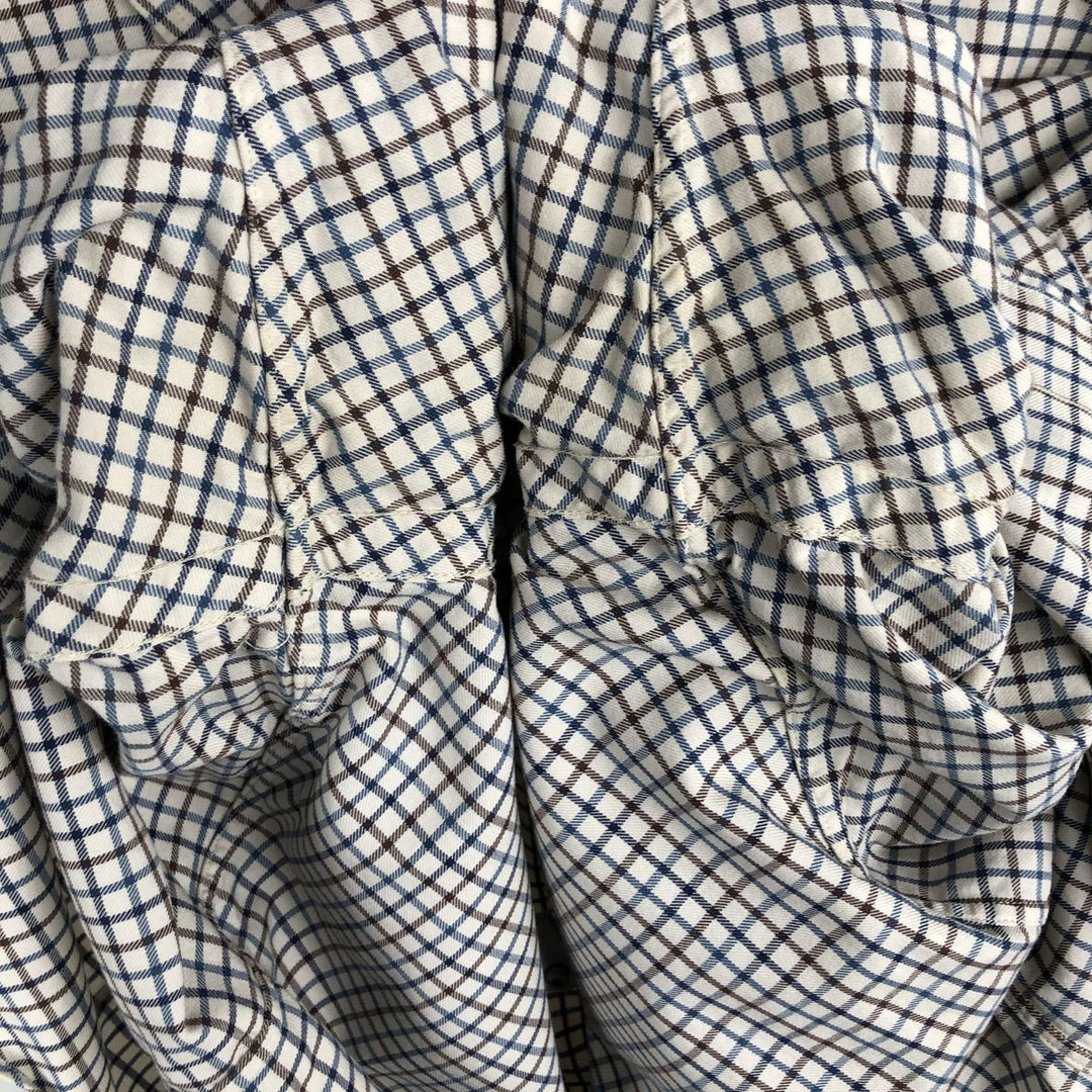 Ralph Lauren Classic Fit Long Sleeve Button Down Flannel Check Shirt Men's XL cotton navy blue type Vintage Second Hand