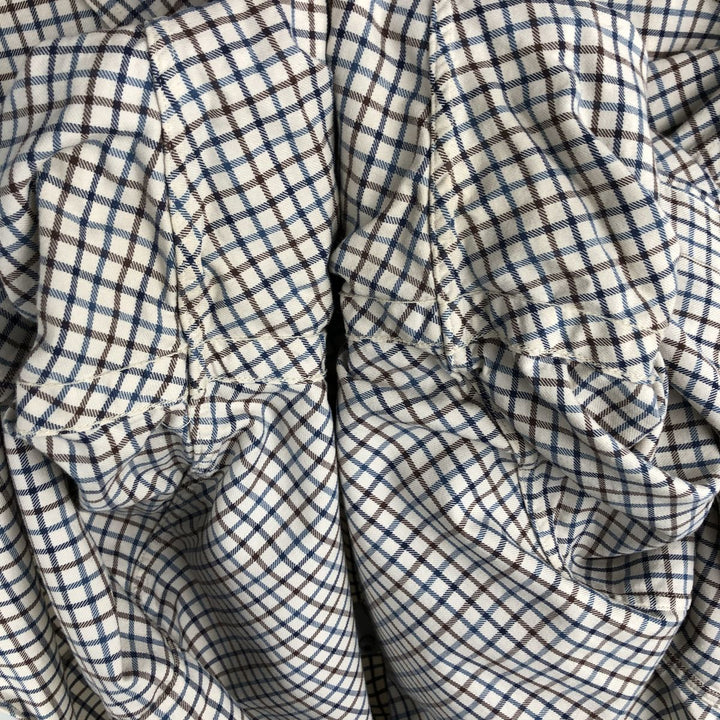 Ralph Lauren Classic Fit Long Sleeve Button Down Flannel Check Shirt Men's XL cotton navy blue type Vintage Second Hand