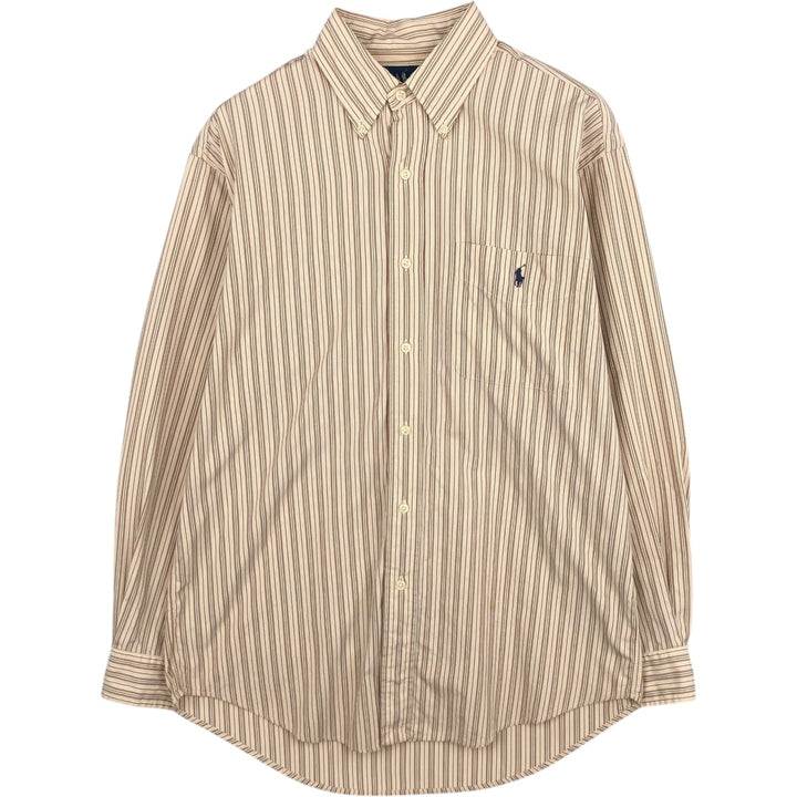 Ralph Lauren EVERETT Multi-stripe Long-Sleeve Button-Down Striped Shirt, Men's Size S (approx.) cotton Beige type Vintage Second Hand
