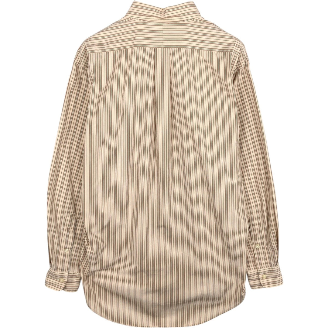 Ralph Lauren EVERETT Multi-stripe Long-Sleeve Button-Down Striped Shirt, Men's Size S (approx.) cotton Beige type Vintage Second Hand