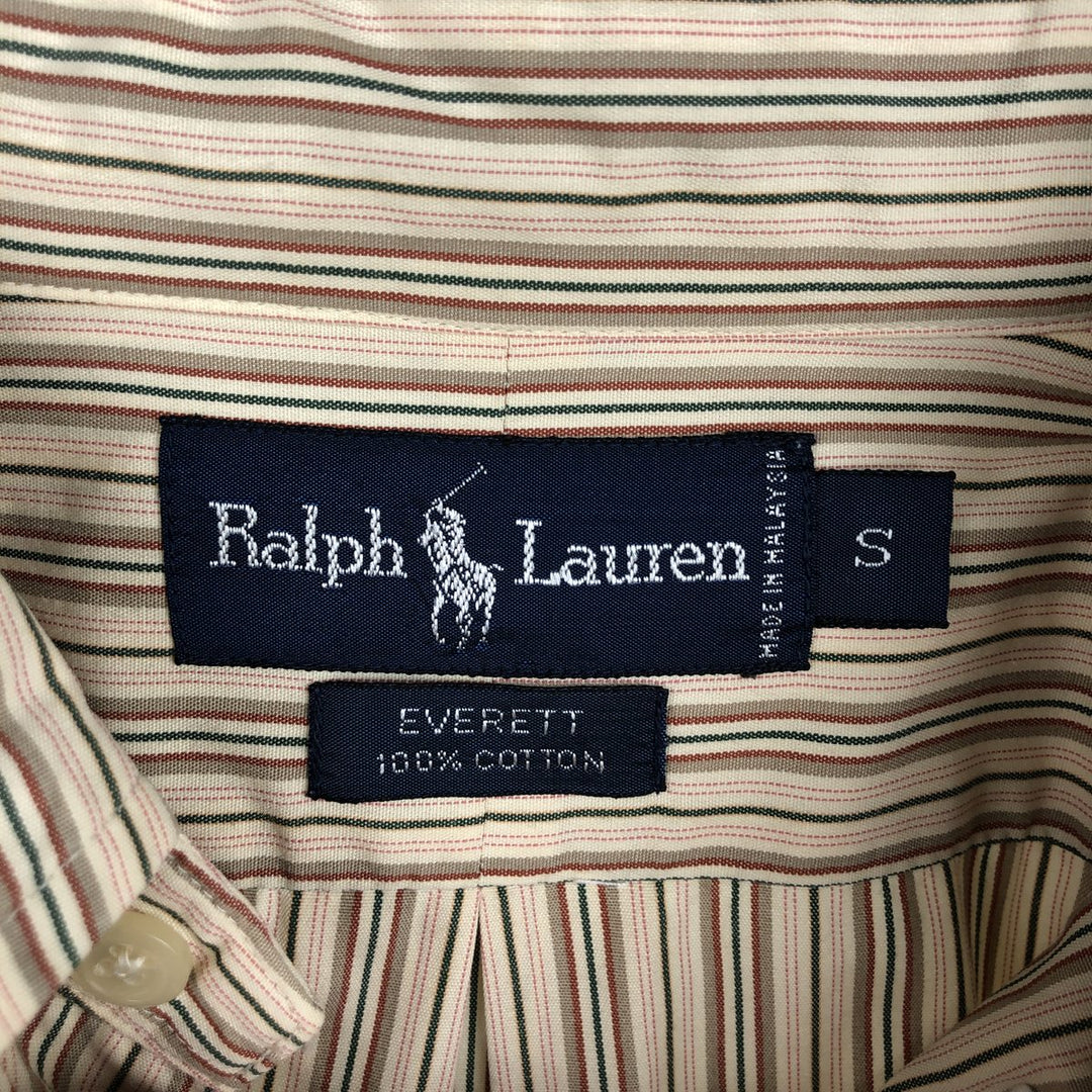 Ralph Lauren EVERETT Multi-stripe Long-Sleeve Button-Down Striped Shirt, Men's Size S (approx.) cotton Beige type Vintage Second Hand