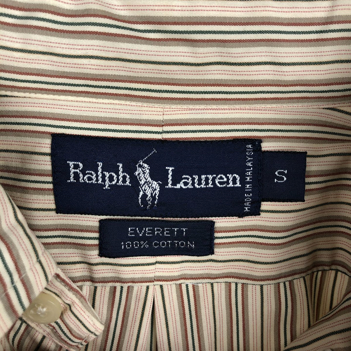 Ralph Lauren EVERETT Multi-stripe Long-Sleeve Button-Down Striped Shirt, Men's Size S (approx.) cotton Beige type Vintage Second Hand