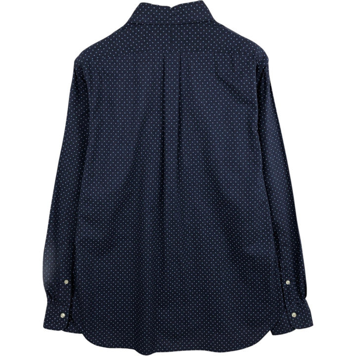 Ralph Lauren all-over print long-sleeved button-down check shirt, men's size M. cotton navy blue type Vintage Second Hand