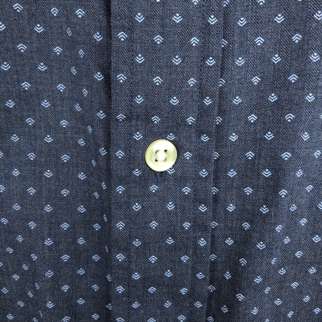 Ralph Lauren all-over print long-sleeved button-down check shirt, men's size M. cotton navy blue type Vintage Second Hand