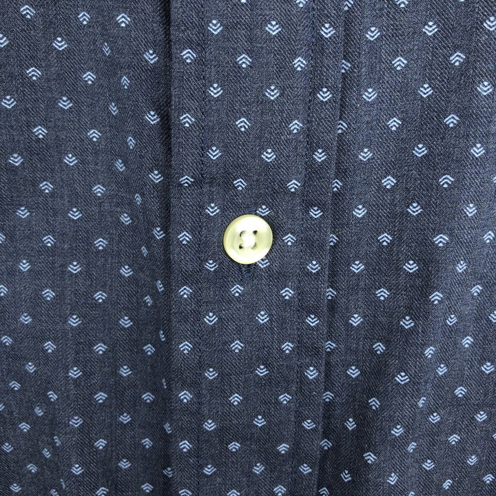Ralph Lauren all-over print long-sleeved button-down check shirt, men's size M. cotton navy blue type Vintage Second Hand