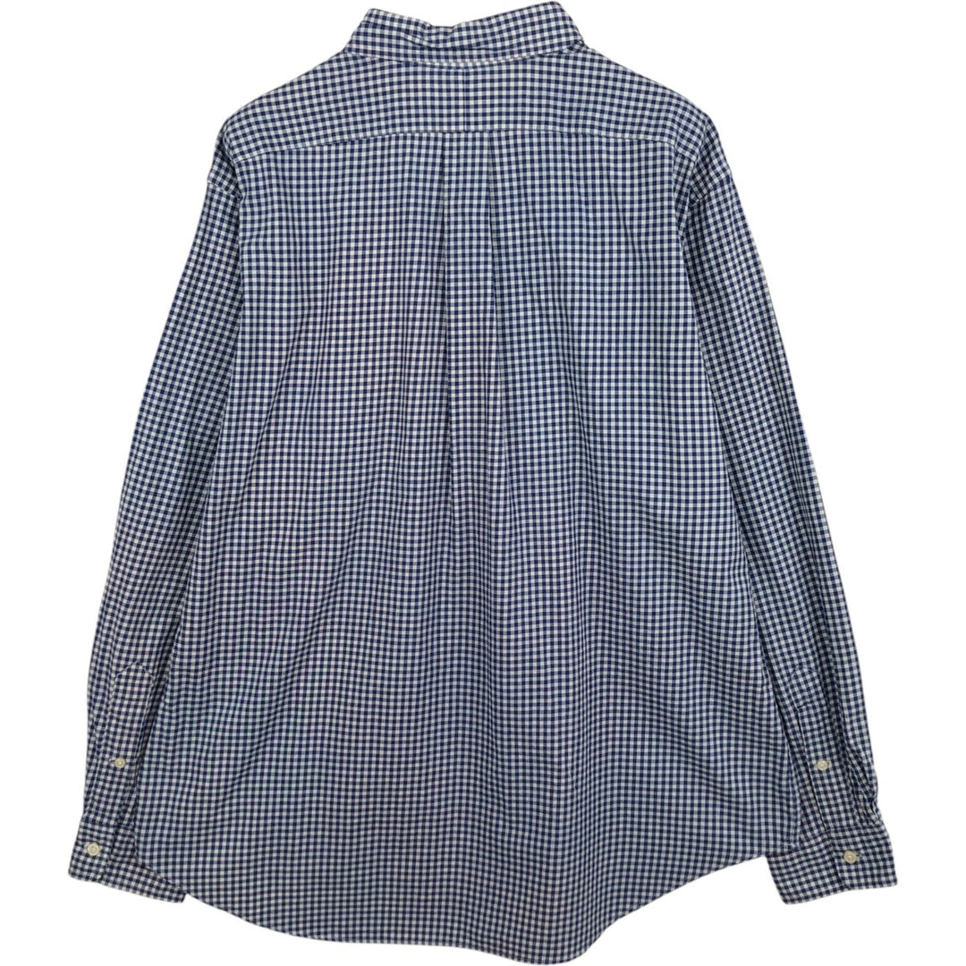 Ralph Lauren CLASSIC FIT Check Pattern Gingham Check Long Sleeve Button-Down Check Shirt, Men's Size XL (approx.) cotton blue type Vintage Second Hand