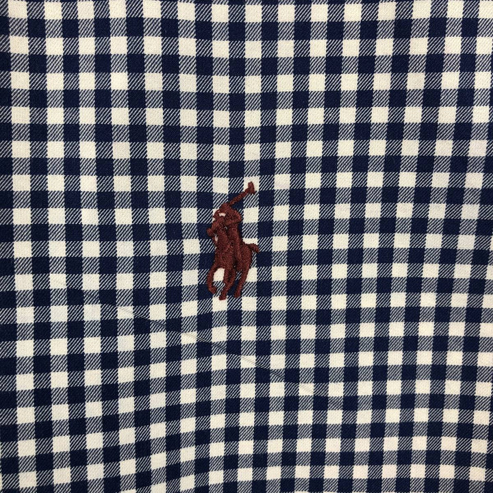 Ralph Lauren CLASSIC FIT Check Pattern Gingham Check Long Sleeve Button-Down Check Shirt, Men's Size XL (approx.) cotton blue type Vintage Second Hand
