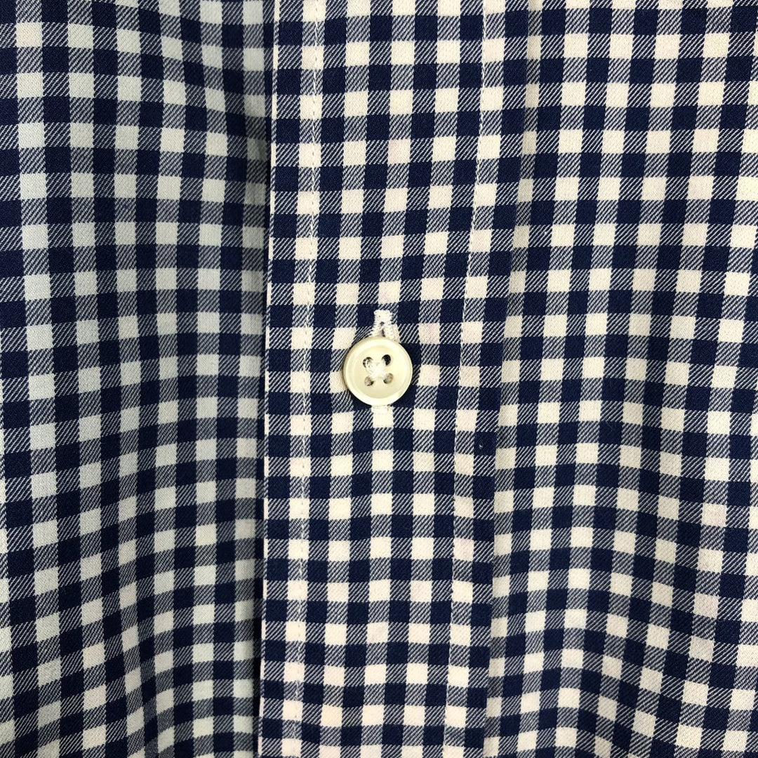 Ralph Lauren CLASSIC FIT Check Pattern Gingham Check Long Sleeve Button-Down Check Shirt, Men's Size XL (approx.) cotton blue type Vintage Second Hand