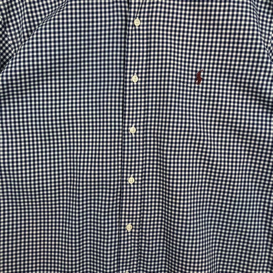 Ralph Lauren CLASSIC FIT Check Pattern Gingham Check Long Sleeve Button-Down Check Shirt, Men's Size XL (approx.) cotton blue type Vintage Second Hand