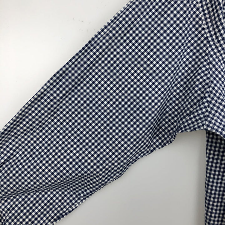 Ralph Lauren CLASSIC FIT Check Pattern Gingham Check Long Sleeve Button-Down Check Shirt, Men's Size XL (approx.) cotton blue type Vintage Second Hand