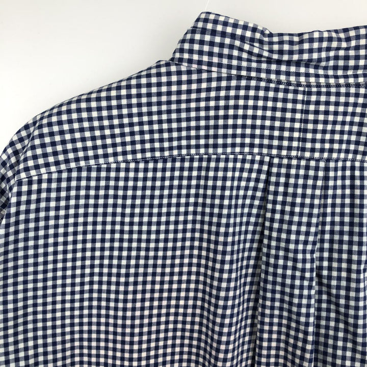 Ralph Lauren CLASSIC FIT Check Pattern Gingham Check Long Sleeve Button-Down Check Shirt, Men's Size XL (approx.) cotton blue type Vintage Second Hand