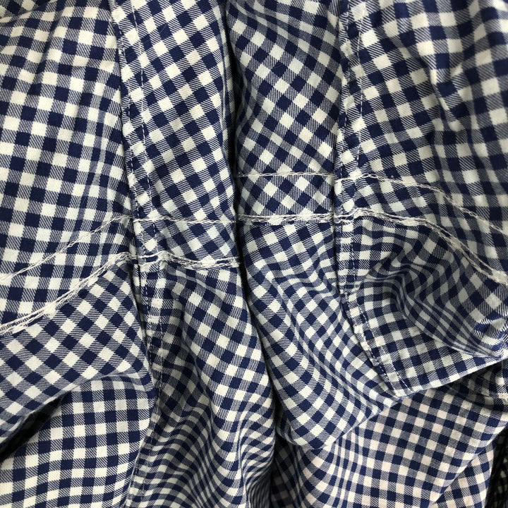 Ralph Lauren CLASSIC FIT Check Pattern Gingham Check Long Sleeve Button-Down Check Shirt, Men's Size XL (approx.) cotton blue type Vintage Second Hand