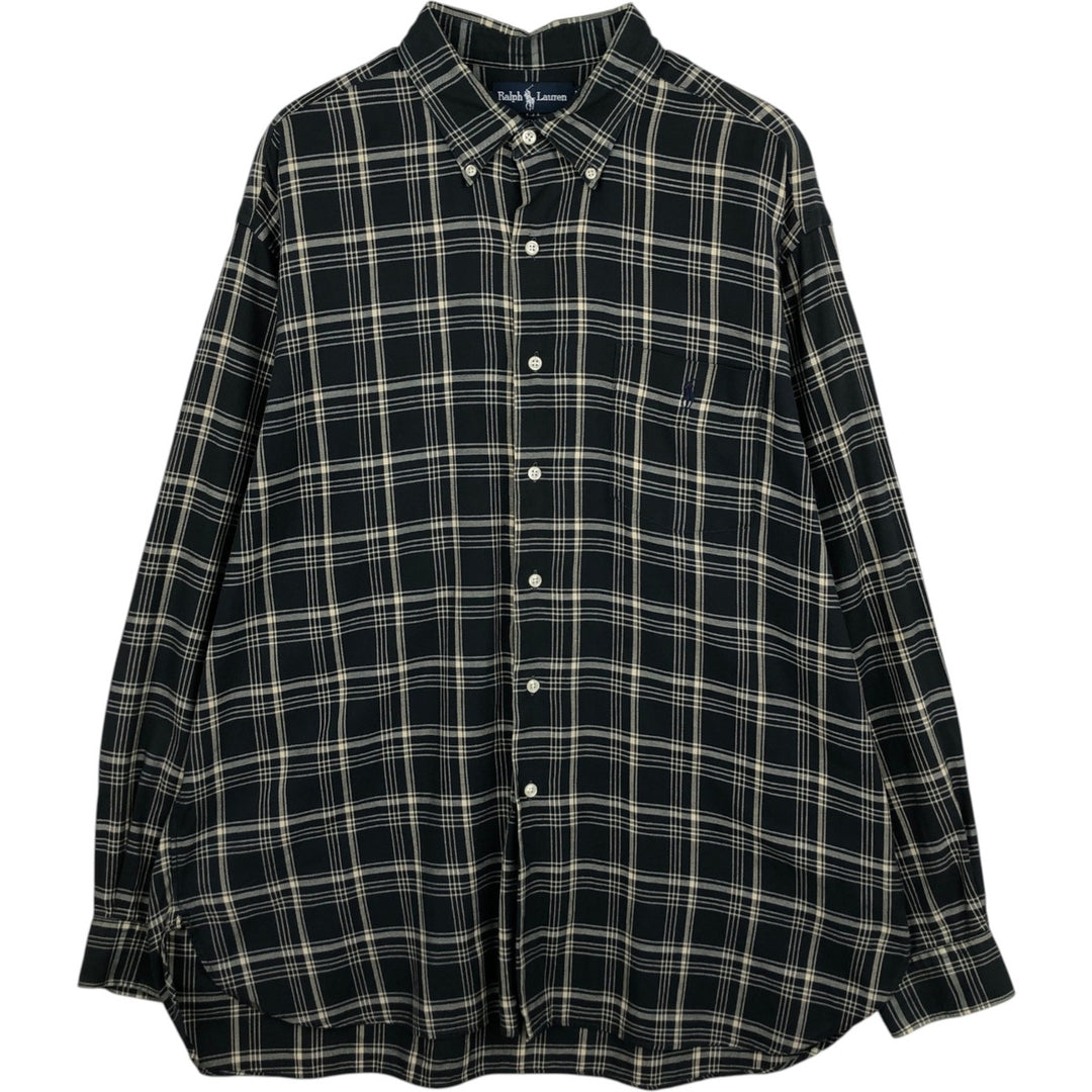 Ralph Lauren MCMEEL long-sleeved button-down check shirt, men's size XL cotton black type Vintage Second Hand