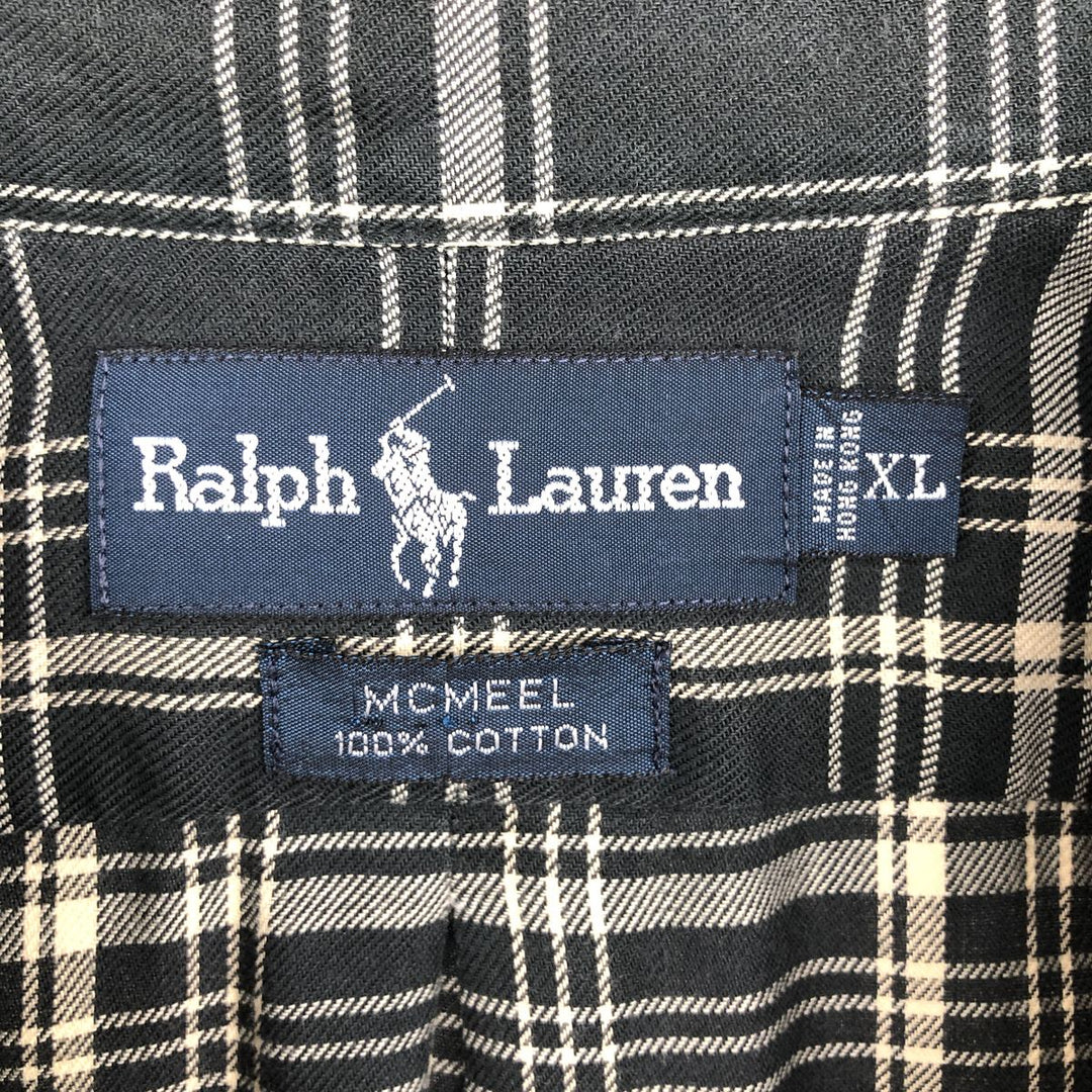 Ralph Lauren MCMEEL long-sleeved button-down check shirt, men's size XL cotton black type Vintage Second Hand