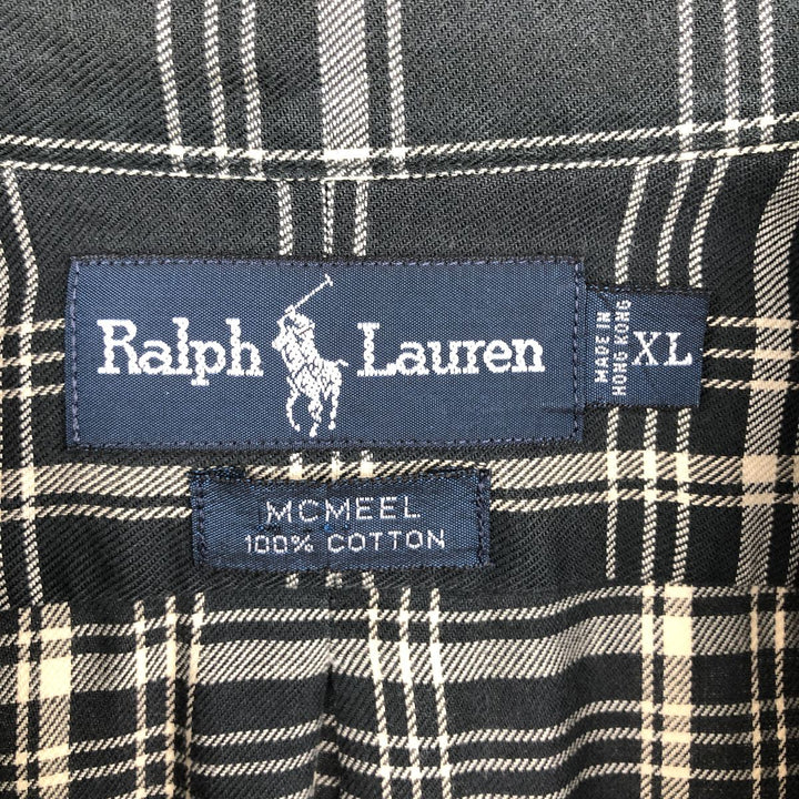 Ralph Lauren MCMEEL long-sleeved button-down check shirt, men's size XL cotton black type Vintage Second Hand