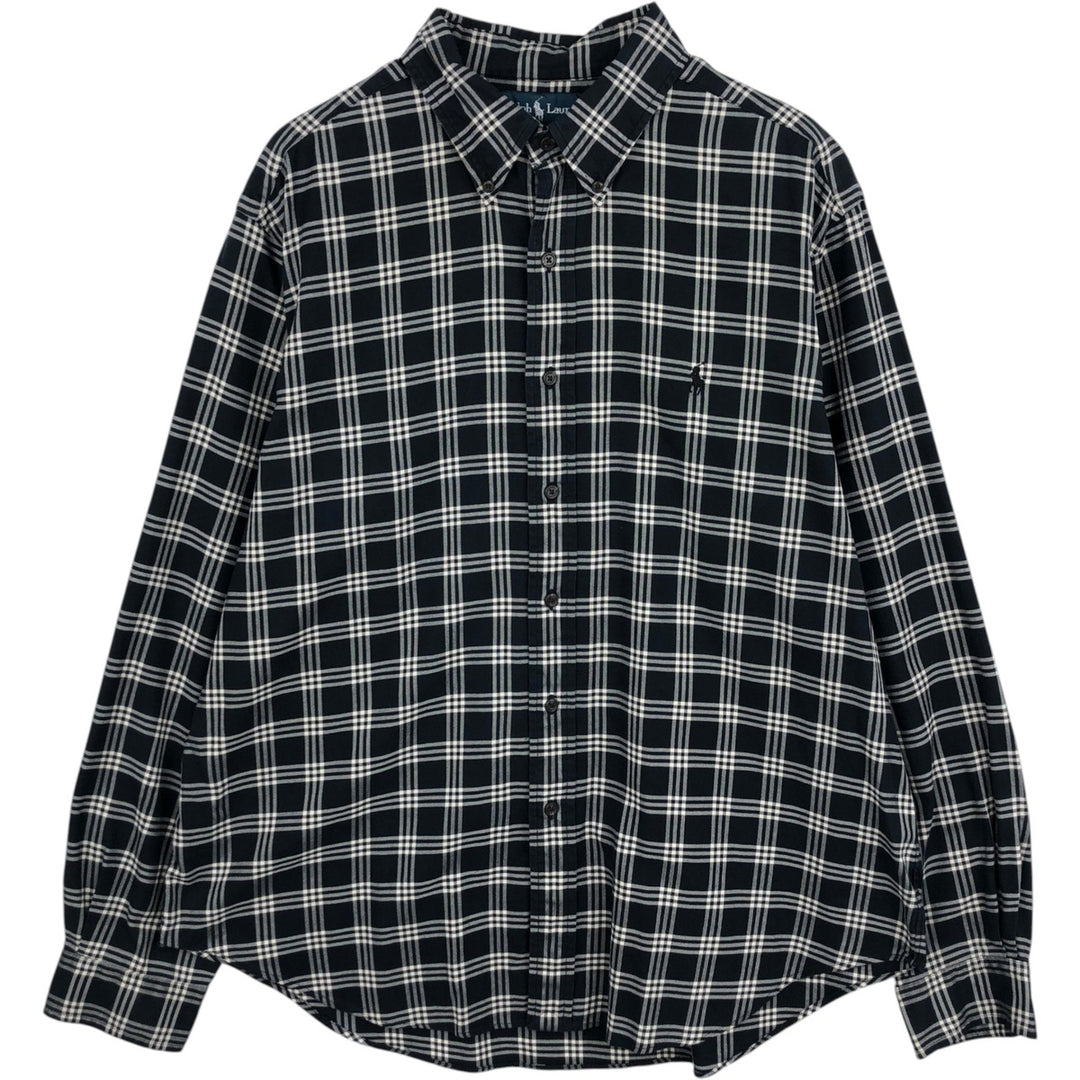 Ralph Lauren Classic Fit Long Sleeve Button Down Check Shirt Men's XL cotton navy blue type Vintage Second Hand