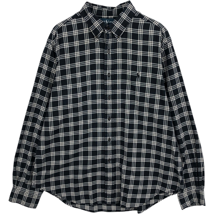 Ralph Lauren Classic Fit Long Sleeve Button Down Check Shirt Men's XL cotton navy blue type Vintage Second Hand