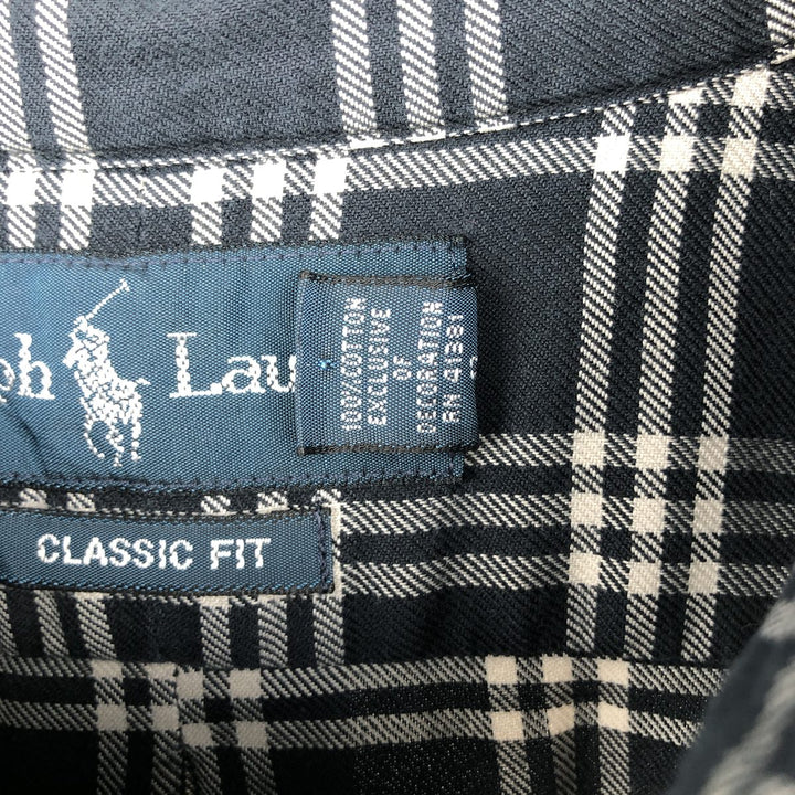 Ralph Lauren Classic Fit Long Sleeve Button Down Check Shirt Men's XL cotton navy blue type Vintage Second Hand