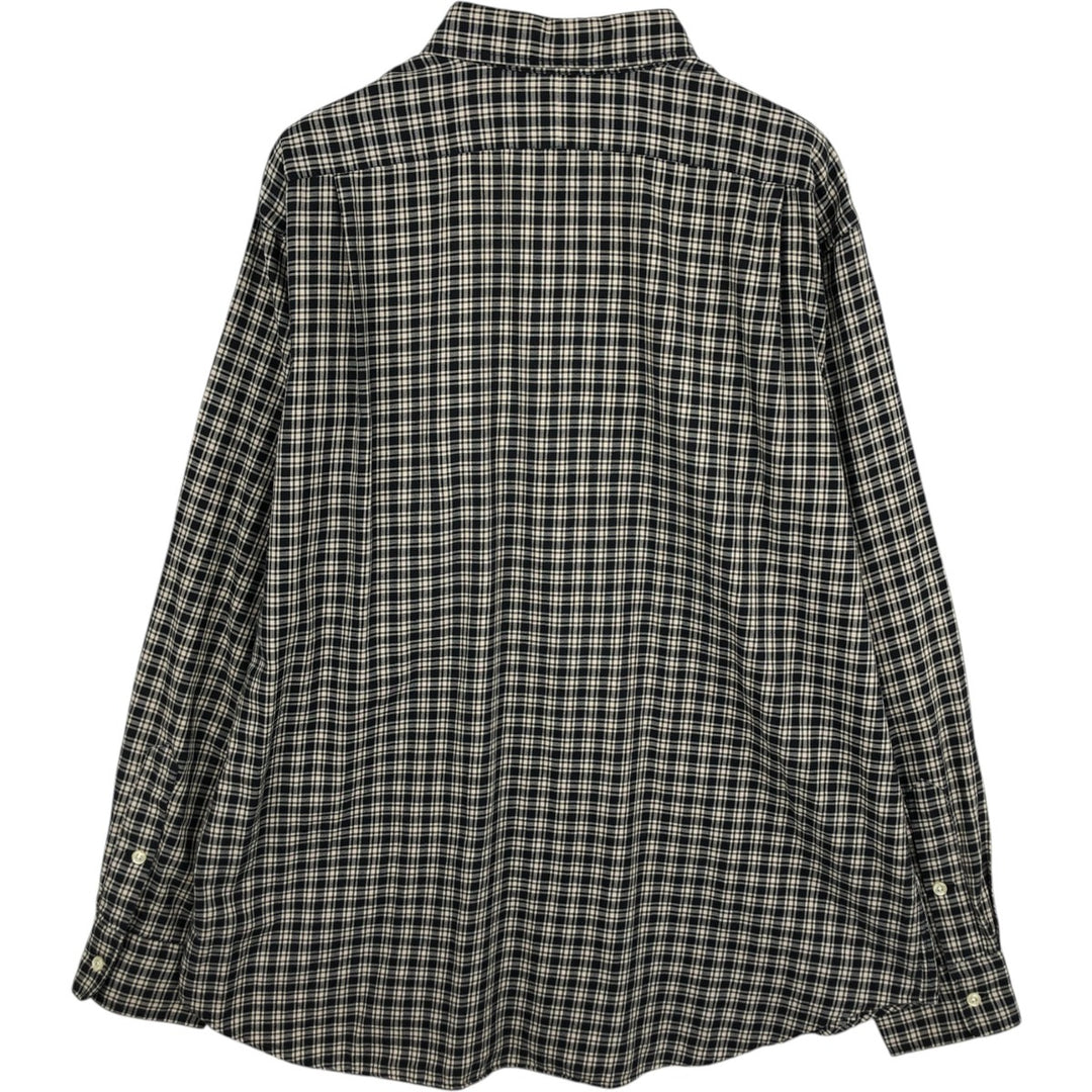 Ralph Lauren POLO by Ralph Lauren ESTATE SPORT Check Pattern Wide Collar Long Sleeve Cotton Shirt, Men's Size XL (approx.) cotton black type Vintage Second Hand