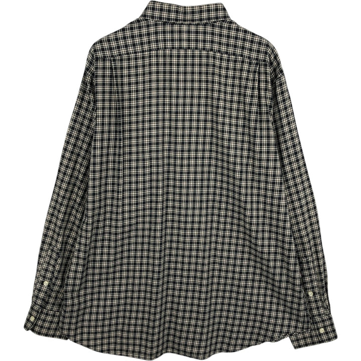Ralph Lauren POLO by Ralph Lauren ESTATE SPORT Check Pattern Wide Collar Long Sleeve Cotton Shirt, Men's Size XL (approx.) cotton black type Vintage Second Hand