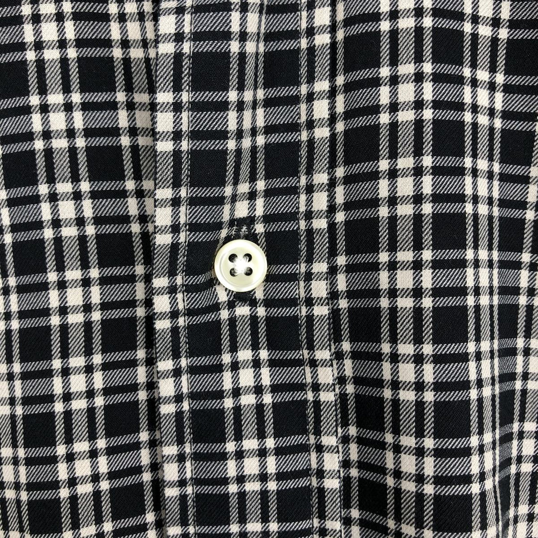 Ralph Lauren POLO by Ralph Lauren ESTATE SPORT Check Pattern Wide Collar Long Sleeve Cotton Shirt, Men's Size XL (approx.) cotton black type Vintage Second Hand