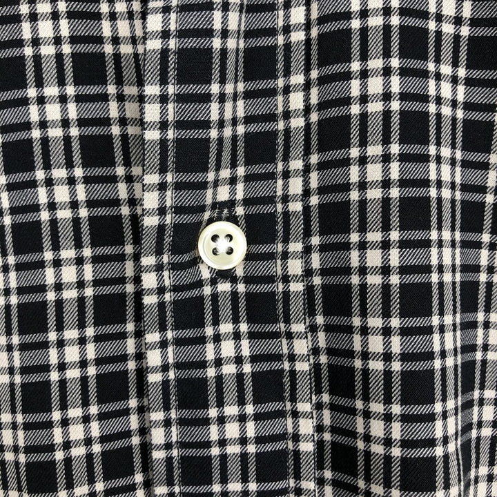 Ralph Lauren POLO by Ralph Lauren ESTATE SPORT Check Pattern Wide Collar Long Sleeve Cotton Shirt, Men's Size XL (approx.) cotton black type Vintage Second Hand