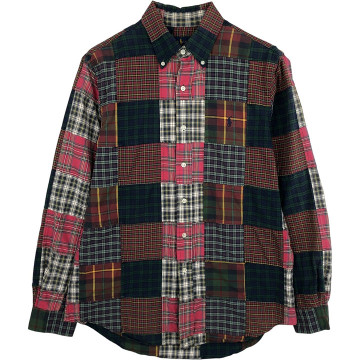 Ralph Lauren patchwork long-sleeved button-down check shirt, men's size M (approx.) cotton multicolor Vintage Second Hand