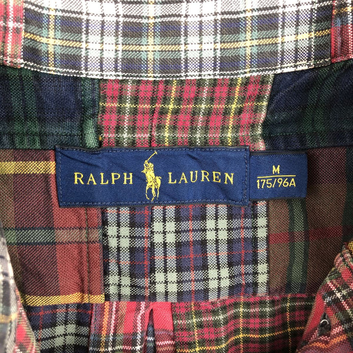 Ralph Lauren patchwork long-sleeved button-down check shirt, men's size M (approx.) cotton multicolor Vintage Second Hand