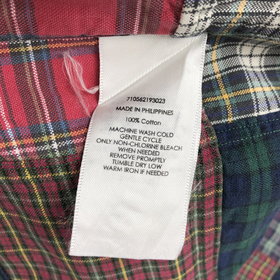 Ralph Lauren patchwork long-sleeved button-down check shirt, men's size M (approx.) cotton multicolor Vintage Second Hand