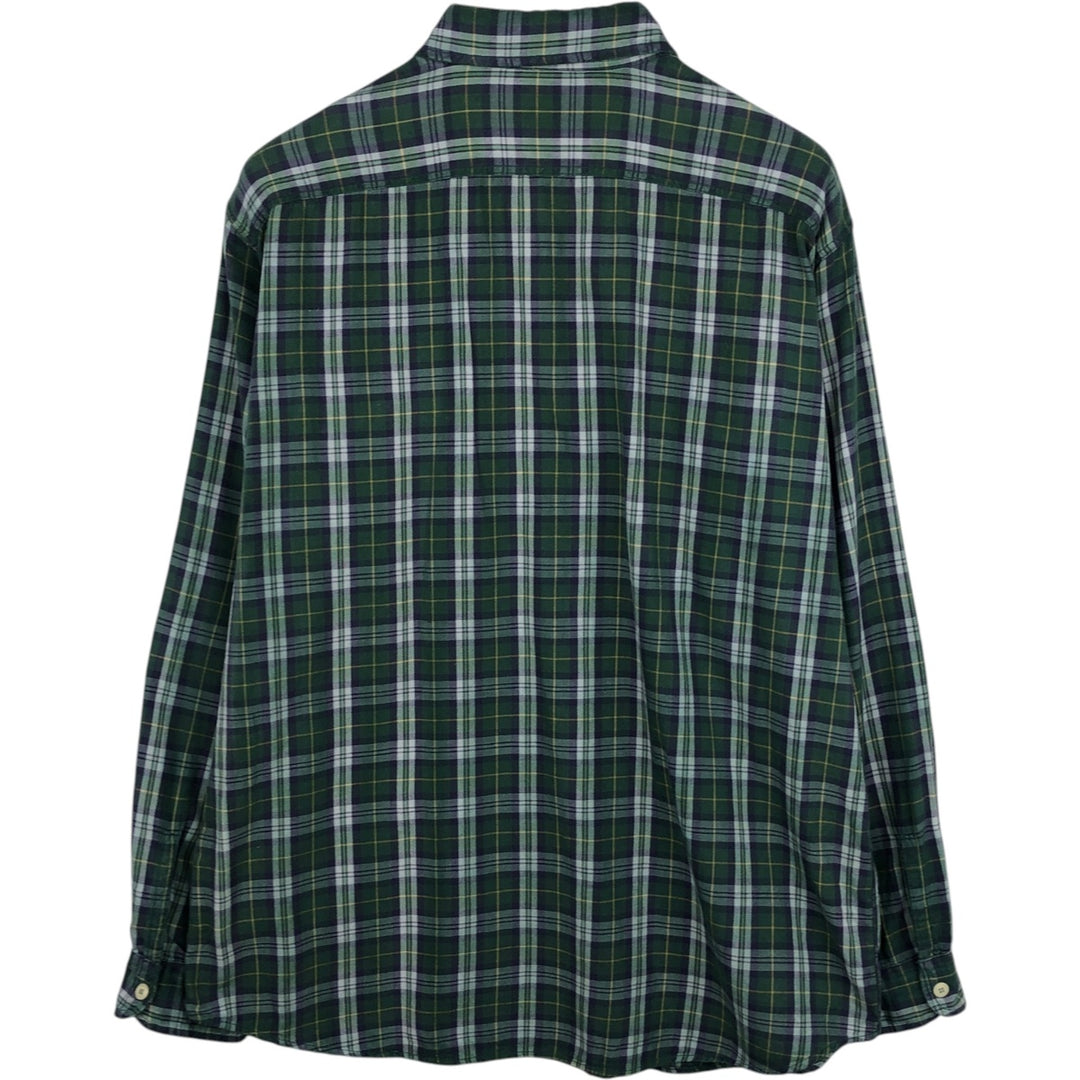 Ralph Lauren POLO SPORT long-sleeved cotton check shirt, men's size L (approx.) cotton green type Vintage Second Hand