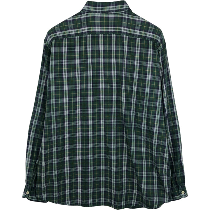 Ralph Lauren POLO SPORT long-sleeved cotton check shirt, men's size L (approx.) cotton green type Vintage Second Hand