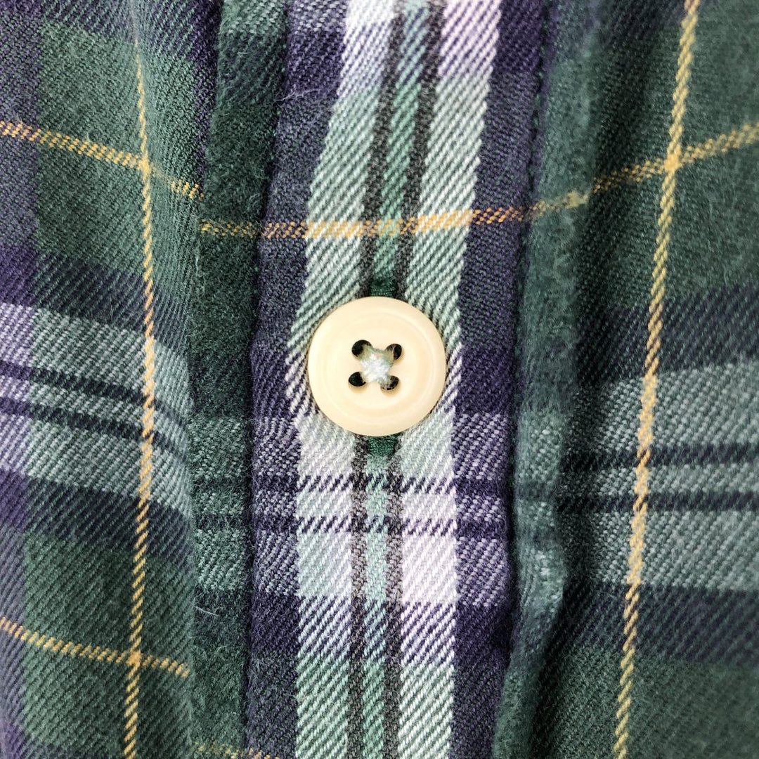 Ralph Lauren POLO SPORT long-sleeved cotton check shirt, men's size L (approx.) cotton green type Vintage Second Hand