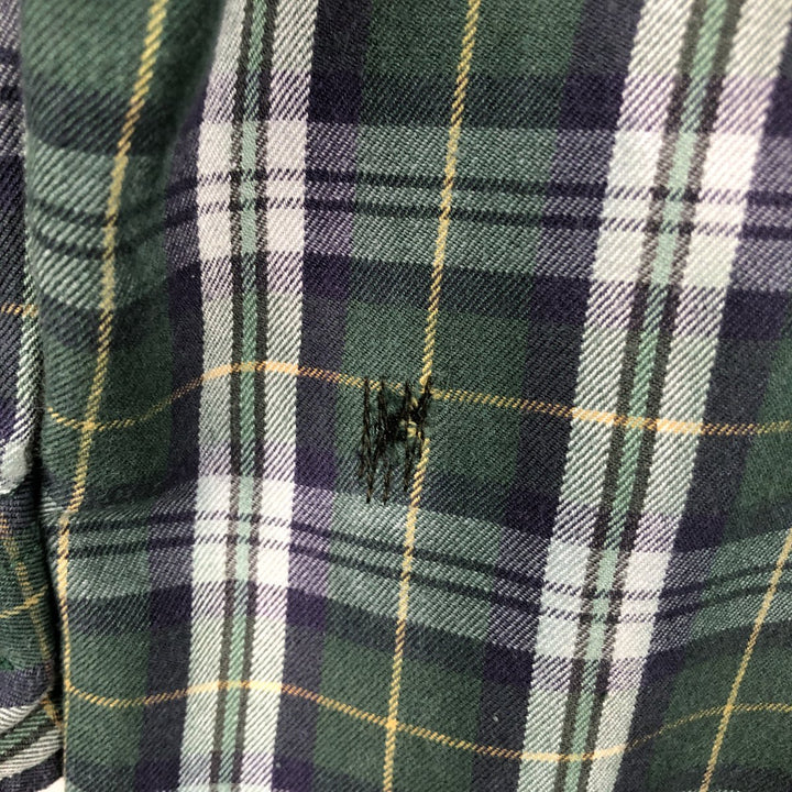 Ralph Lauren POLO SPORT long-sleeved cotton check shirt, men's size L (approx.) cotton green type Vintage Second Hand