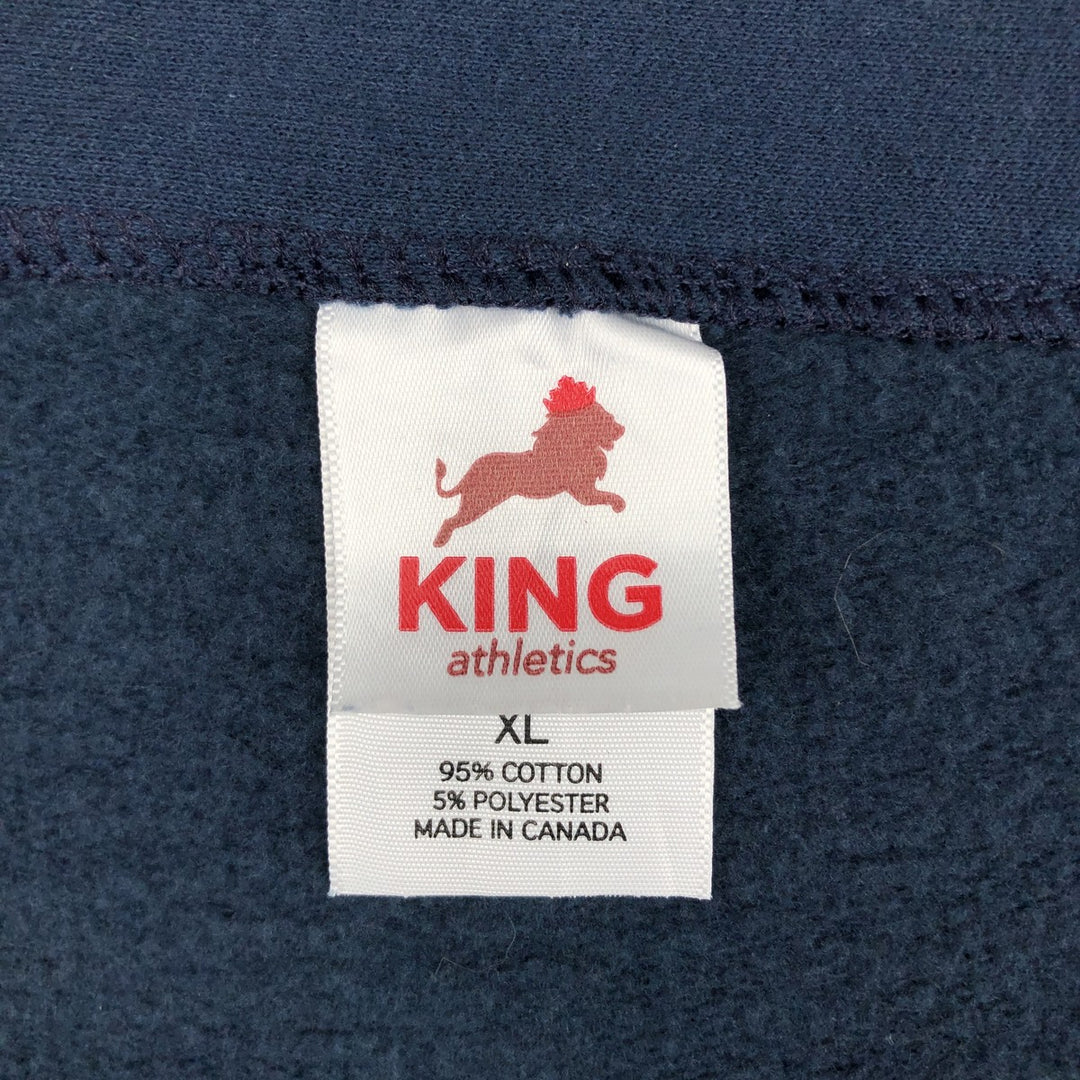 KING ATHLETICS Full-Zip Sweatshirt, Made in Canada, Men's Size XL (approx.) cotton navy blue type Vintage Second Hand