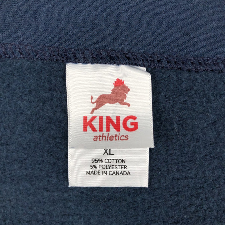 KING ATHLETICS Full-Zip Sweatshirt, Made in Canada, Men's Size XL (approx.) cotton navy blue type Vintage Second Hand
