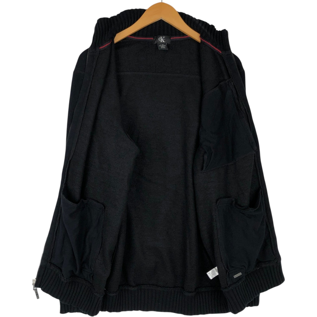 Calvin Klein high-neck full-zip sweatshirt, men's size L equivalent, vintage. cotton black type Vintage Second Hand