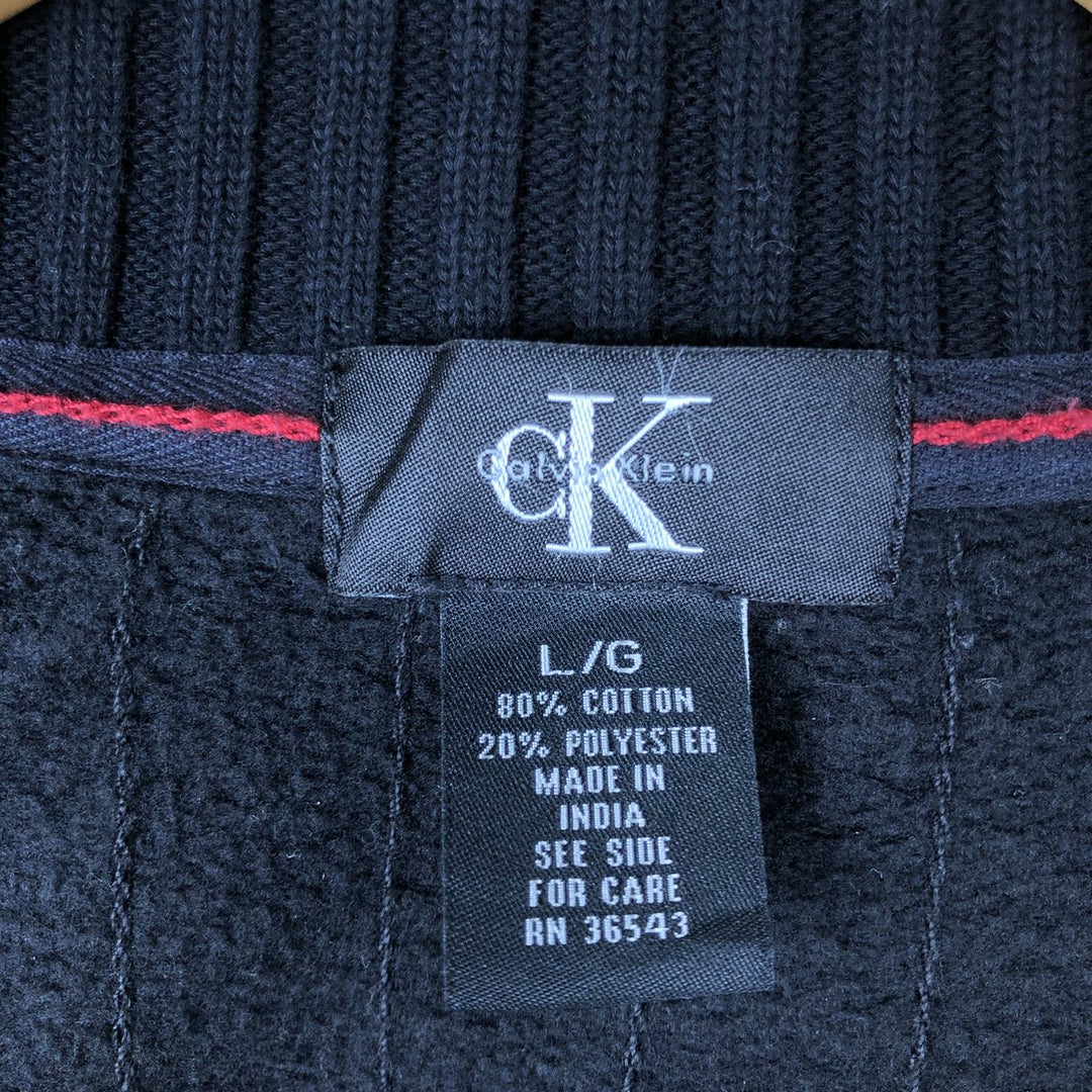 Calvin Klein high-neck full-zip sweatshirt, men's size L equivalent, vintage. cotton black type Vintage Second Hand