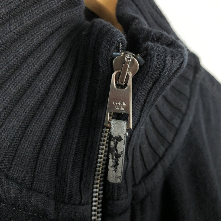 Calvin Klein high-neck full-zip sweatshirt, men's size L equivalent, vintage. cotton black type Vintage Second Hand