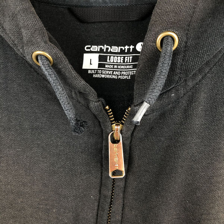 Carhartt Loose Fit Sweat Full Zip Hoodie, Men's L size cotton black type Vintage Second Hand