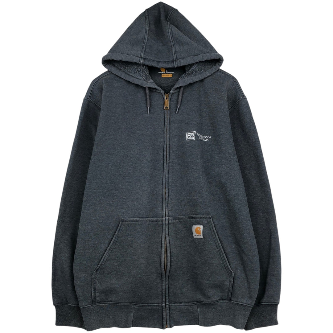 Carhartt ORIGINAL FIT Sweat Full Zip Hoodie, Men's L size cotton Charcoal Vintage Second Hand