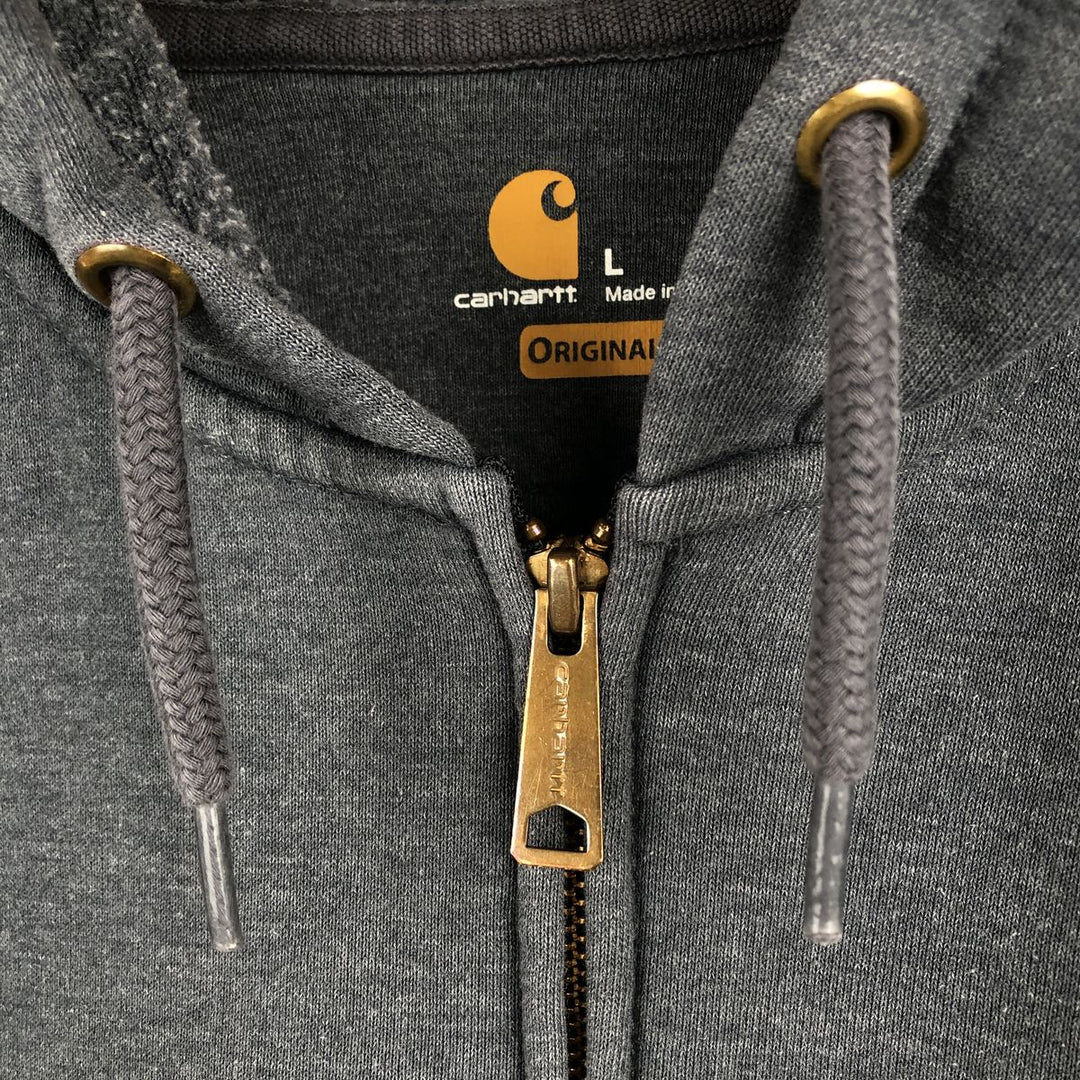 Carhartt ORIGINAL FIT Sweat Full Zip Hoodie, Men's L size cotton Charcoal Vintage Second Hand
