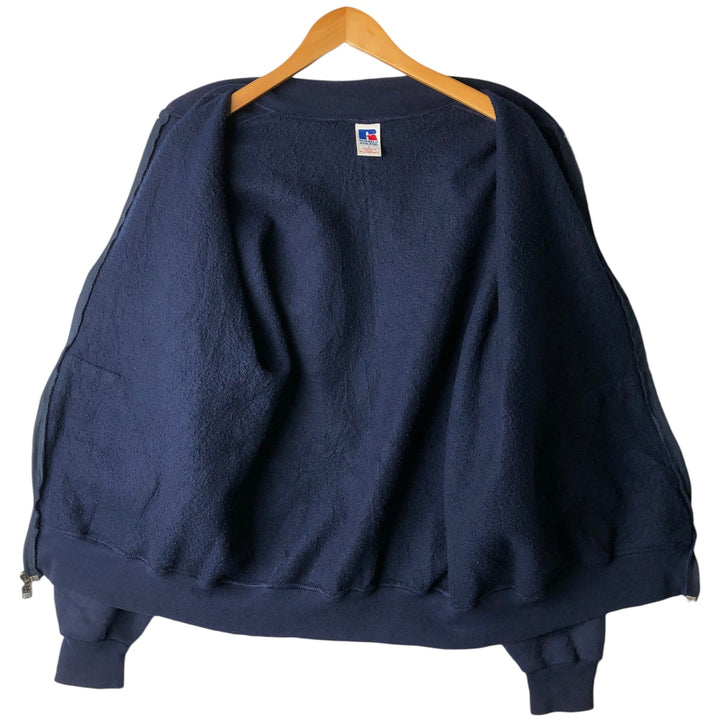 90'S Russell Athletic Full-Zip Sweatshirt, Men's Size L (approx.), Vintage cotton navy blue type Vintage Second Hand