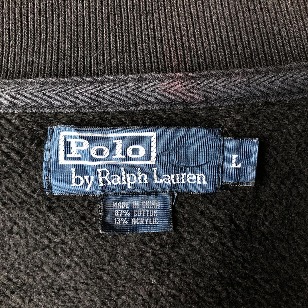 Ralph Lauren POLO by Ralph Lauren full zip sweatshirt, men's size L cotton black type Vintage Second Hand