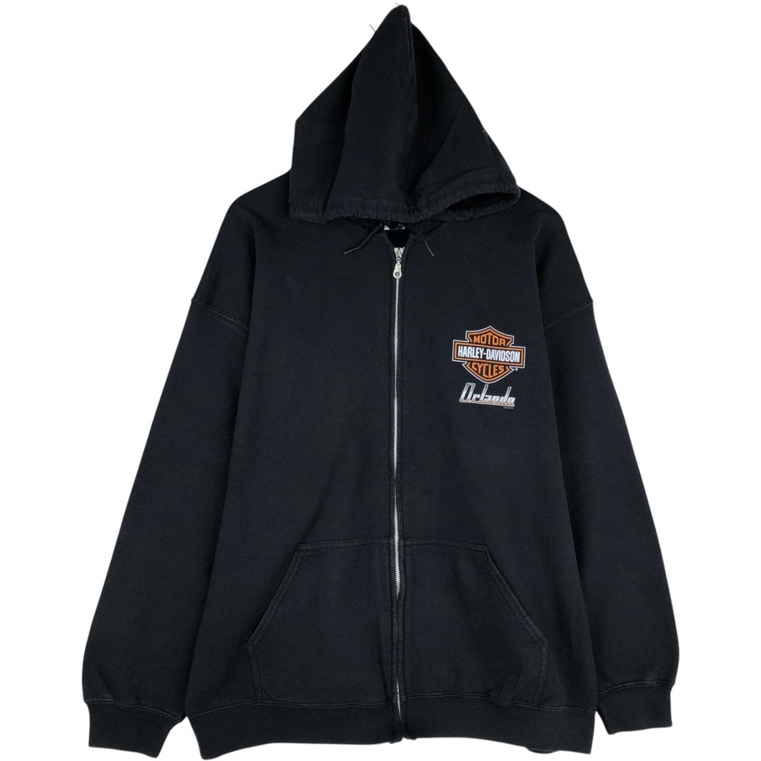 Harley-Davidson Men's Full-Zip Hoodie (XL) cotton black type Vintage Second Hand