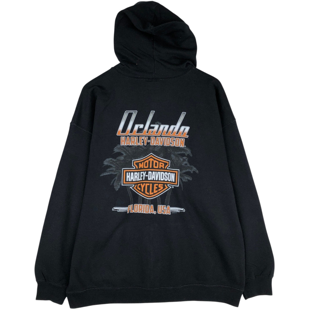 Harley-Davidson Men's Full-Zip Hoodie (XL) cotton black type Vintage Second Hand