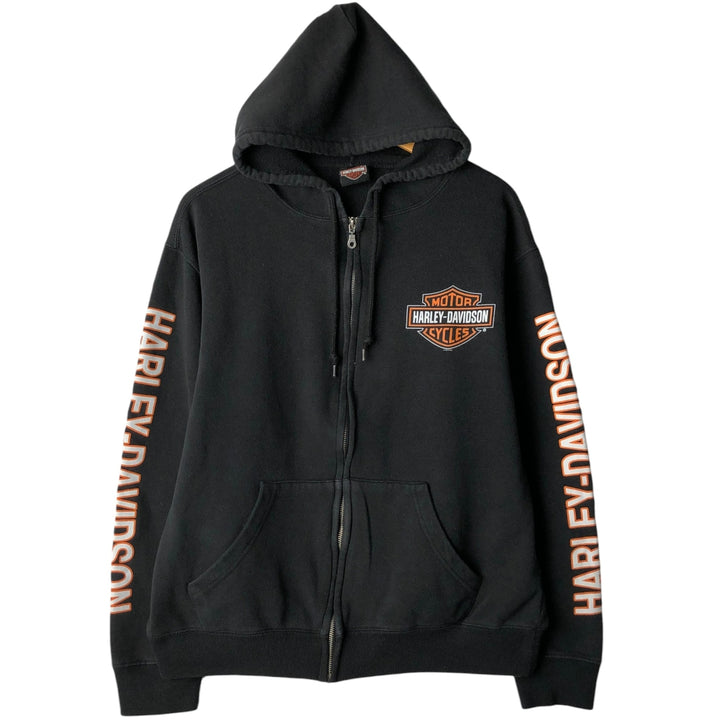 Harley-Davidson Sweat Full Zip Hoodie Men's L size cotton black type Vintage Second Hand