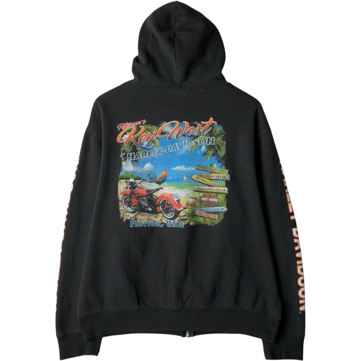 Harley-Davidson Sweat Full Zip Hoodie Men's L size cotton black type Vintage Second Hand