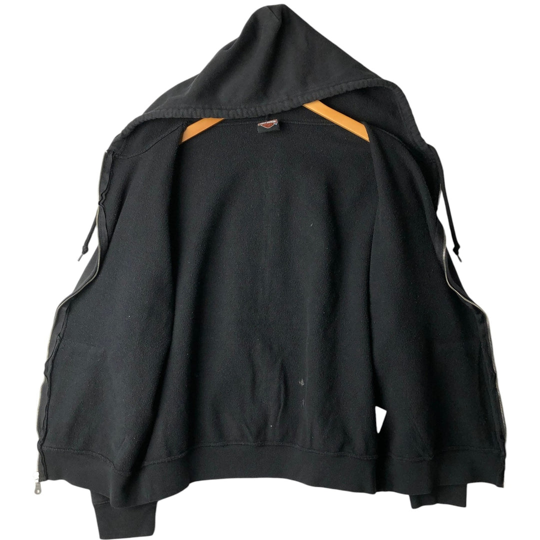 Harley-Davidson Sweat Full Zip Hoodie Men's L size cotton black type Vintage Second Hand